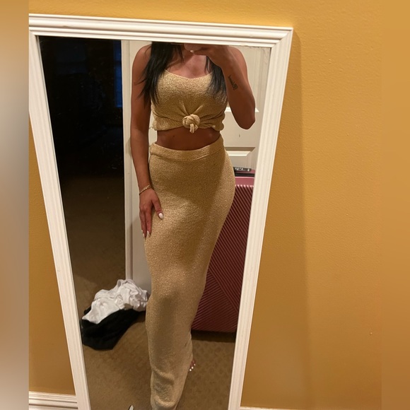 Dresses & Skirts - Gold crochet two piece set
